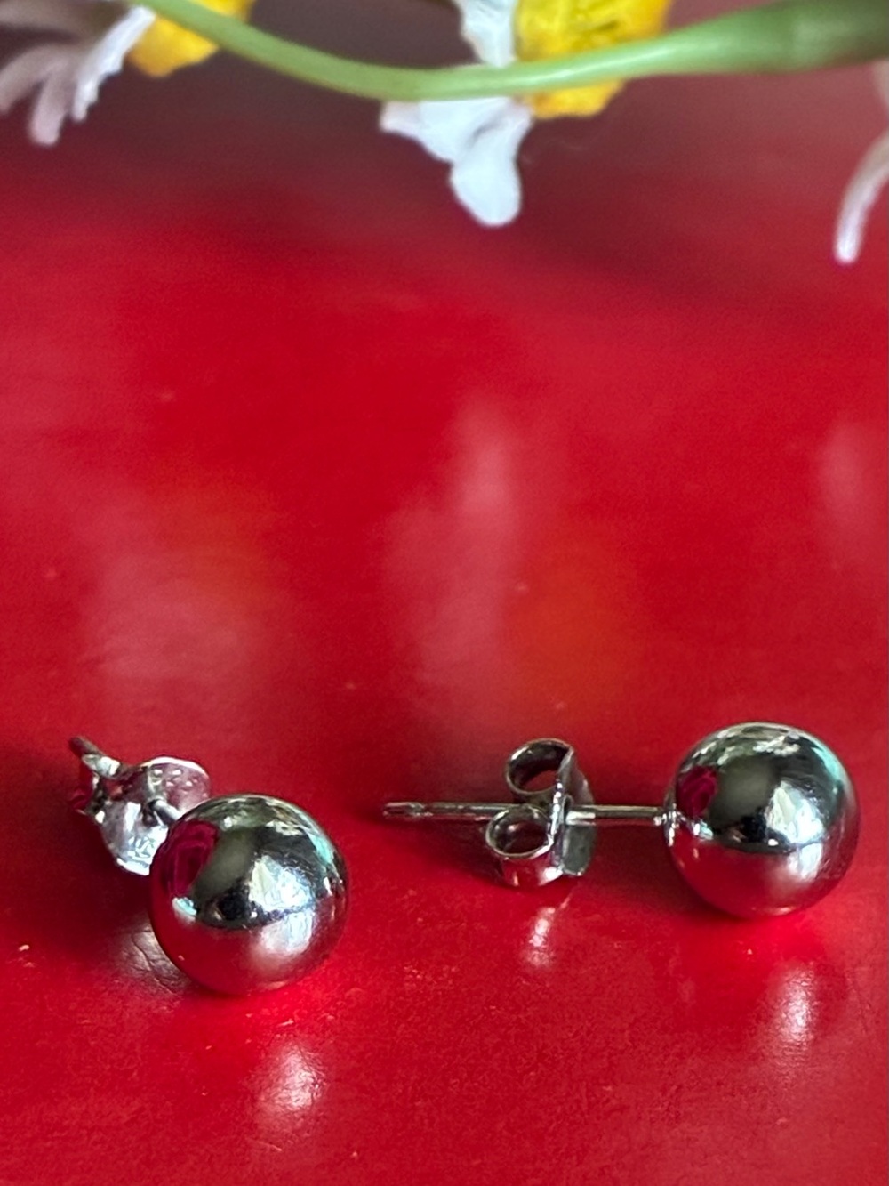 925 Sterling Silver Ball Stud Earrings - Silver